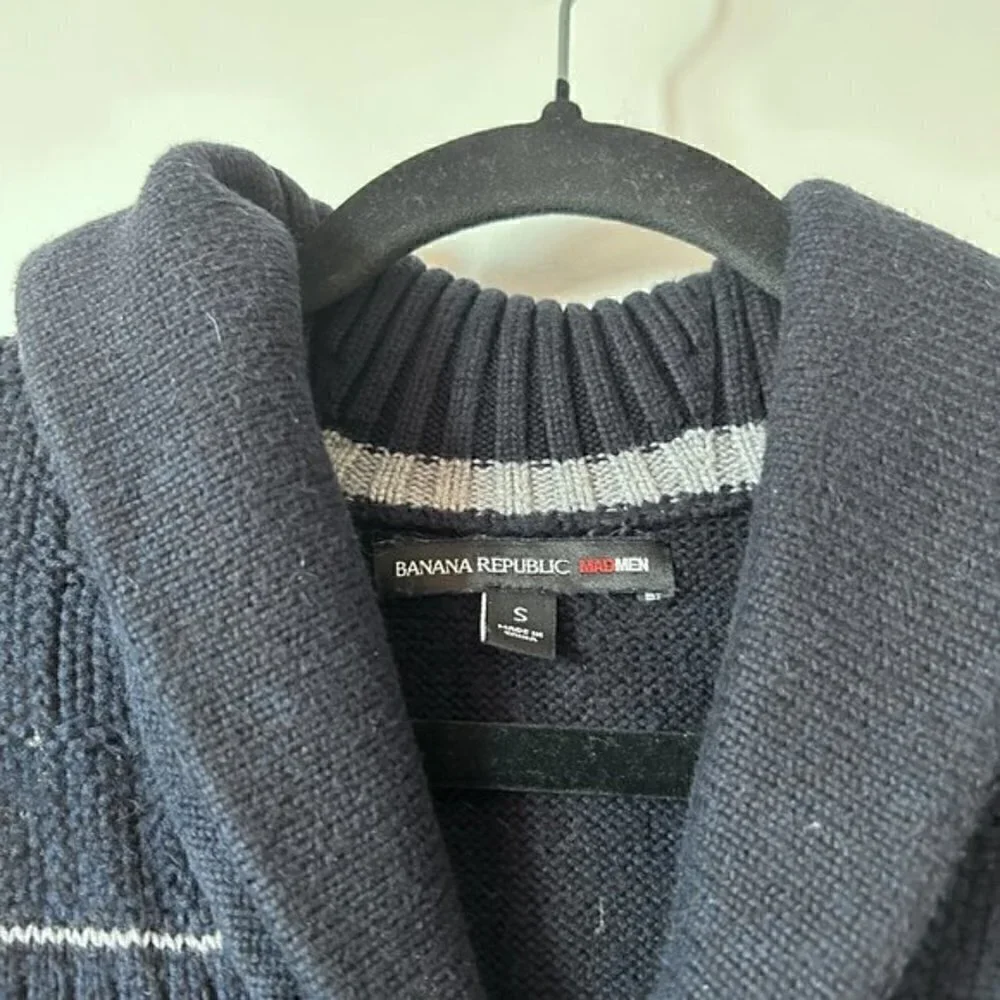 Banana Republic Men's Heavy Knit Button Down Cardigan Sweater Navy Blue Size S